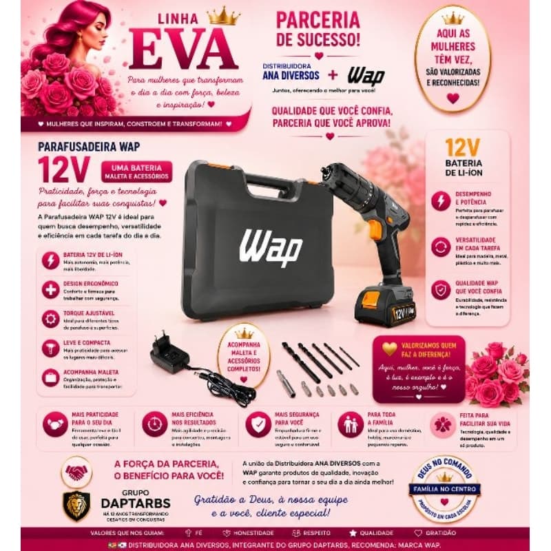 🌈🇮🇱✡🇧🇷PARAFUSADEIRA COM IMPACTO WAP (WF 12K4.2) 12V