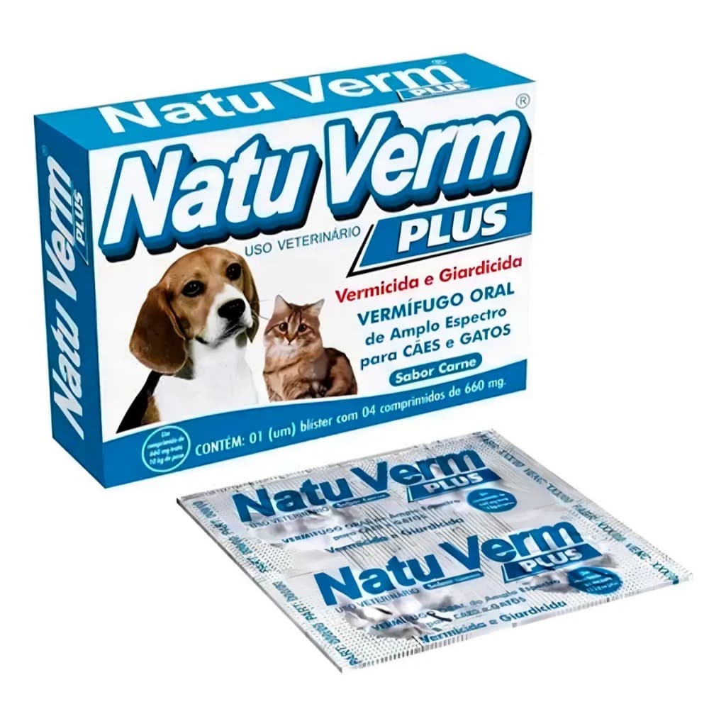Kit 4 Caixas Natu Verm Plus 660 Mg 4 Comprimidos Cada Caixa