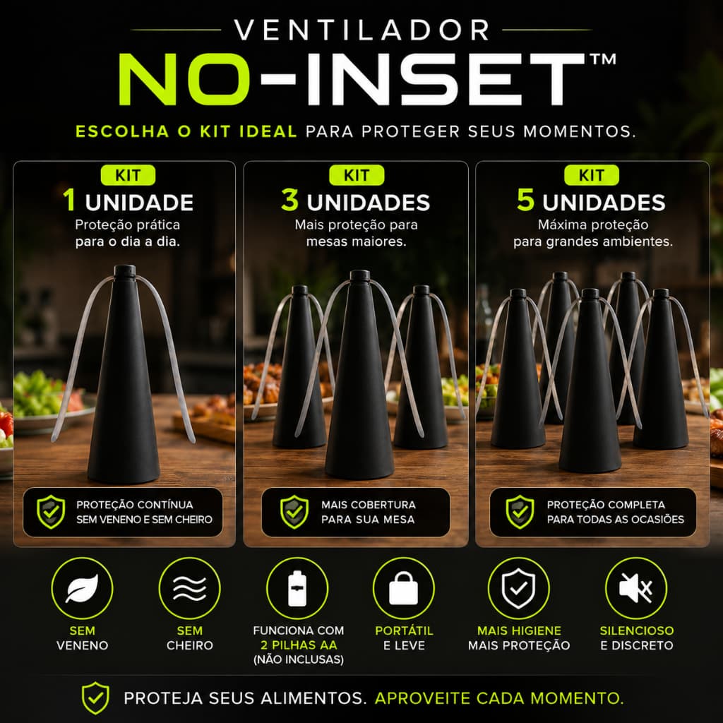 Ventilador Repelente Kit 1 3 5 Unidade Espanta Mosca Mosquito Inseto Preto Hastes Flexíveis