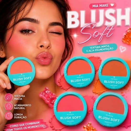 Mia Make Blush Soft Textura Micronizada Linha Gummy 4 cores 4,5g Cada