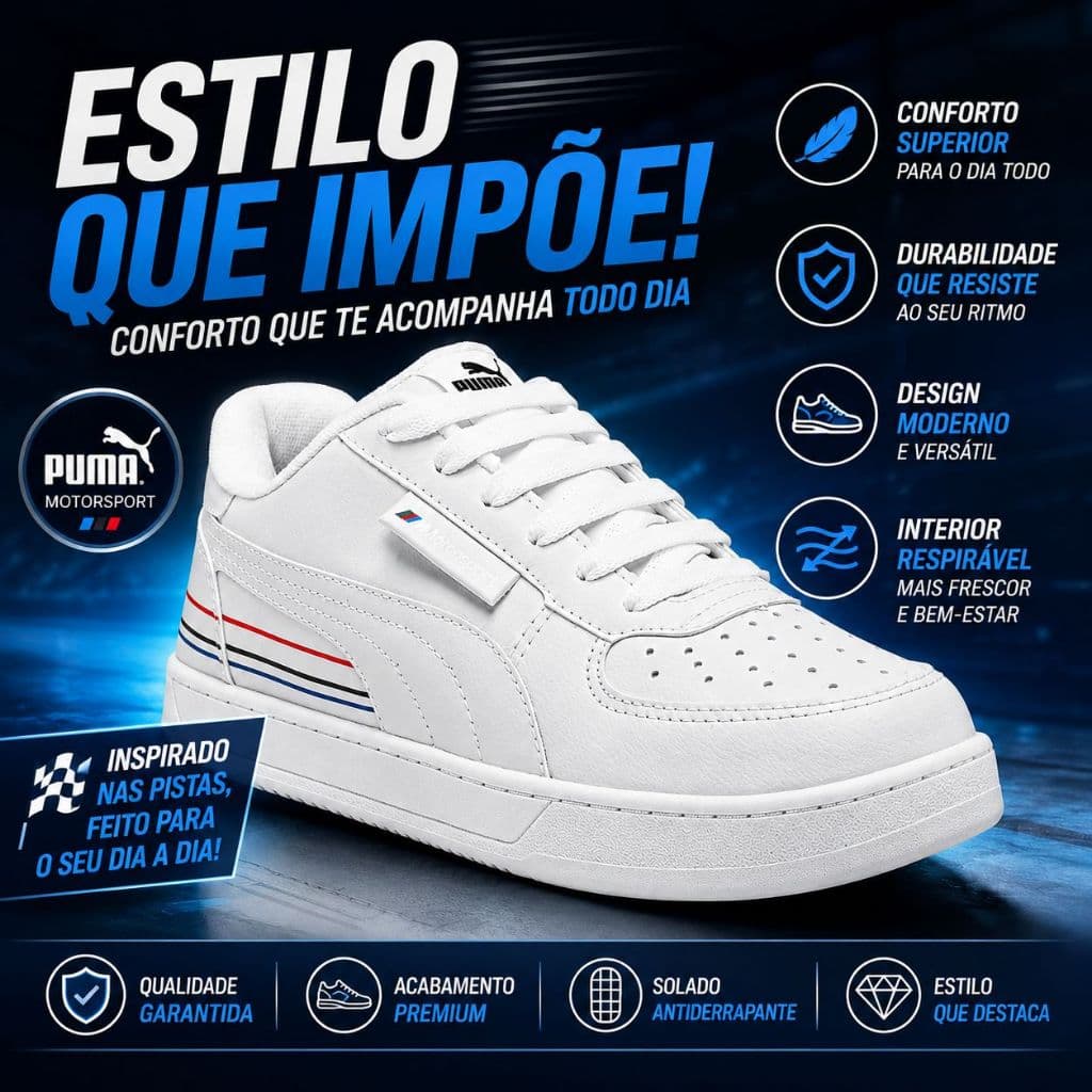 Tênis masculino Academia Casual B-M-W treino dia a dia top lançamento promoção imperdível