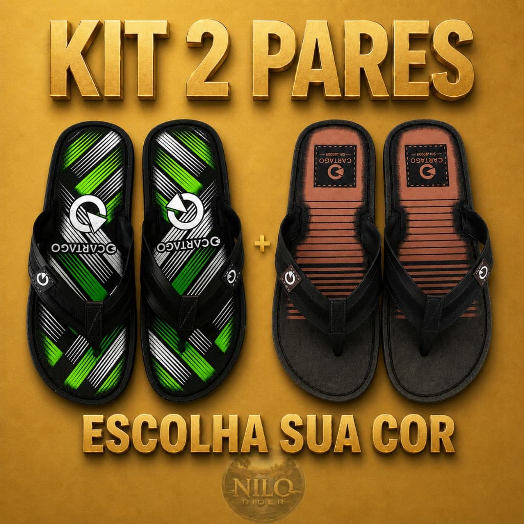 Kit 2 Pares Chinelo Sandália de Dedo Escolha sua Cor Antiderrapante Macio Leve Power Tiras Reforçadas