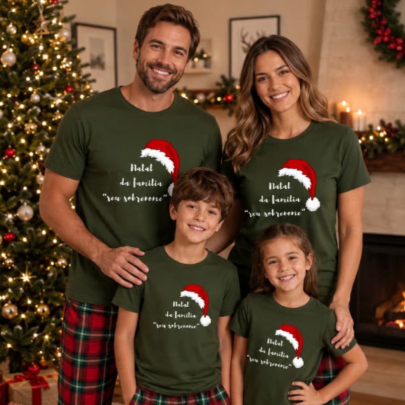 Kit Camiseta Família Natal Personalizada Pai Mãe Filho Filha Roupa Natalina Envio em Até 24h