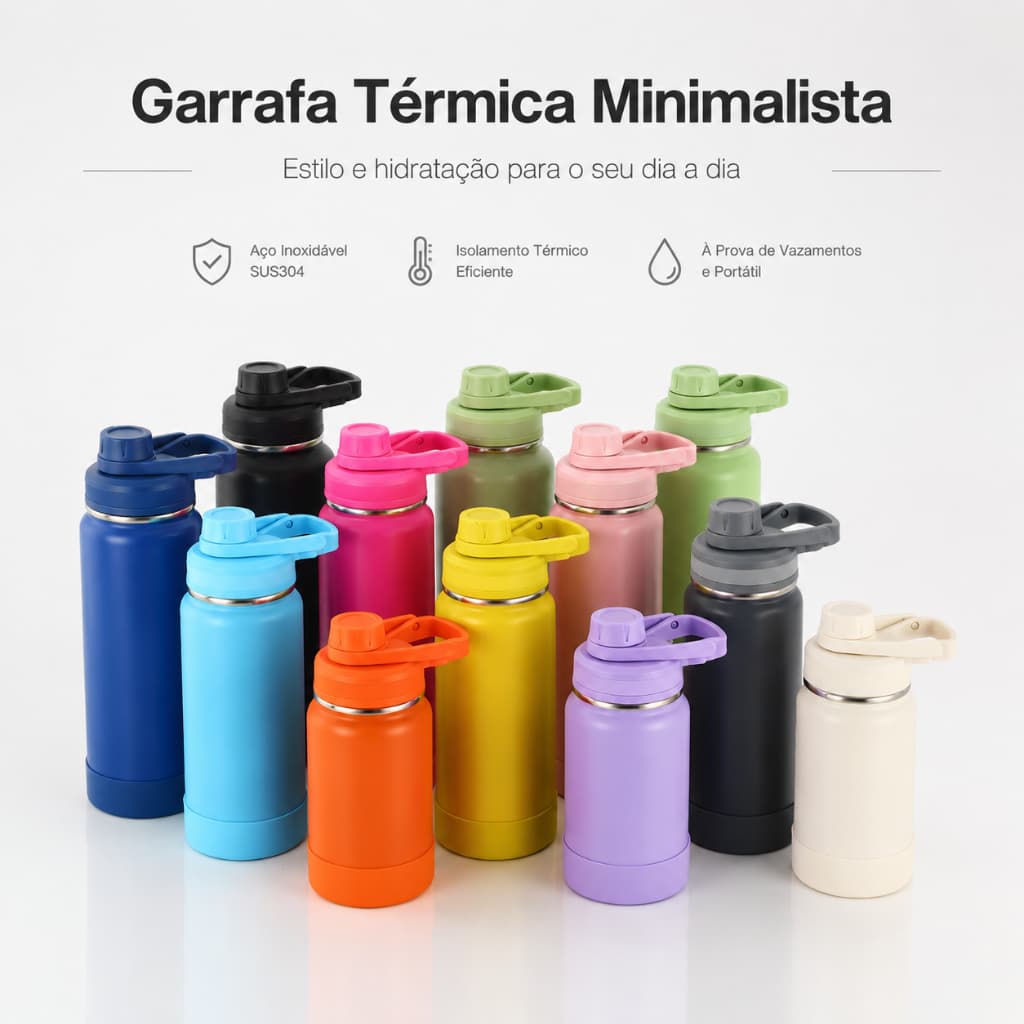 GARRAFA SPORT Térmica 350/600/800 ML Bota De Silicone Protetora Com Aço inoxidável
