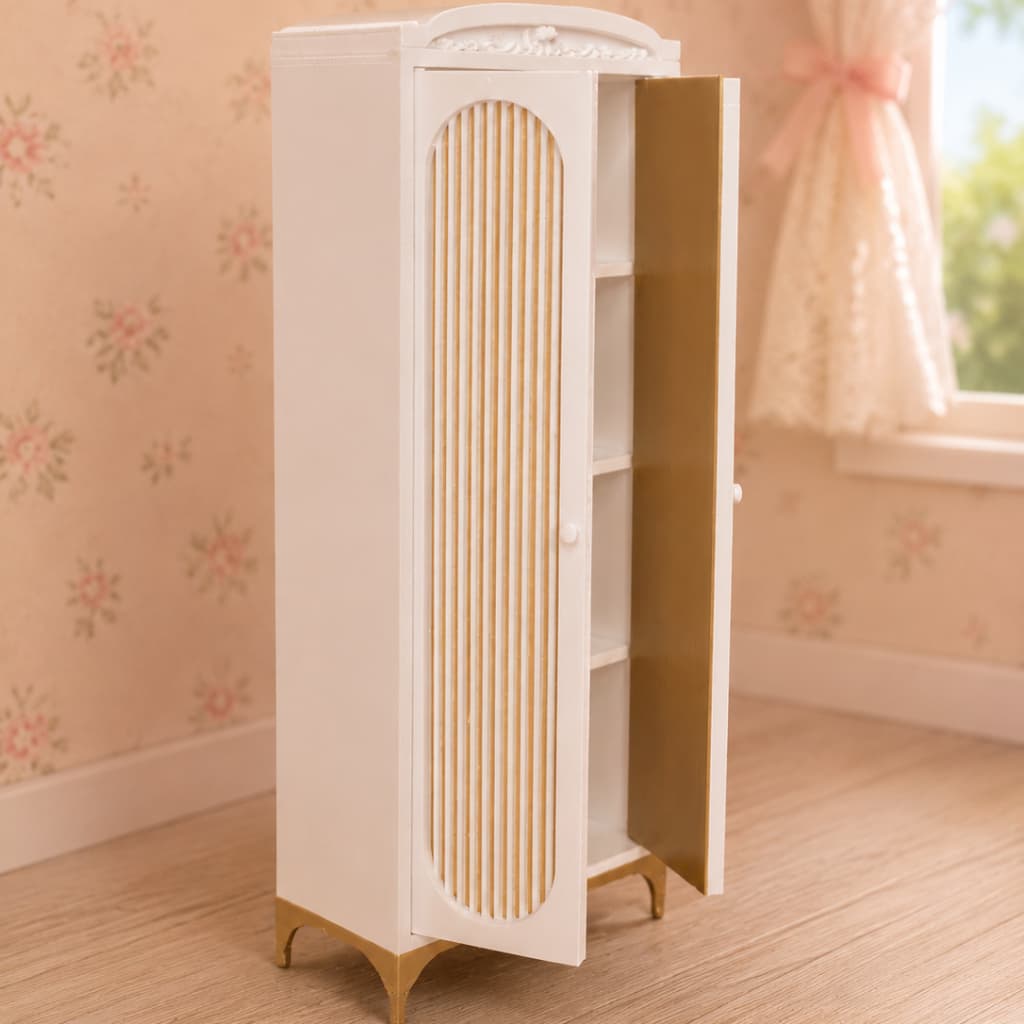 Roupeiro 2 Portas Para Bonecas Barbie Escala 1:6 Para Casa de Boneca Barbie Móvel Decorativo Miniatura