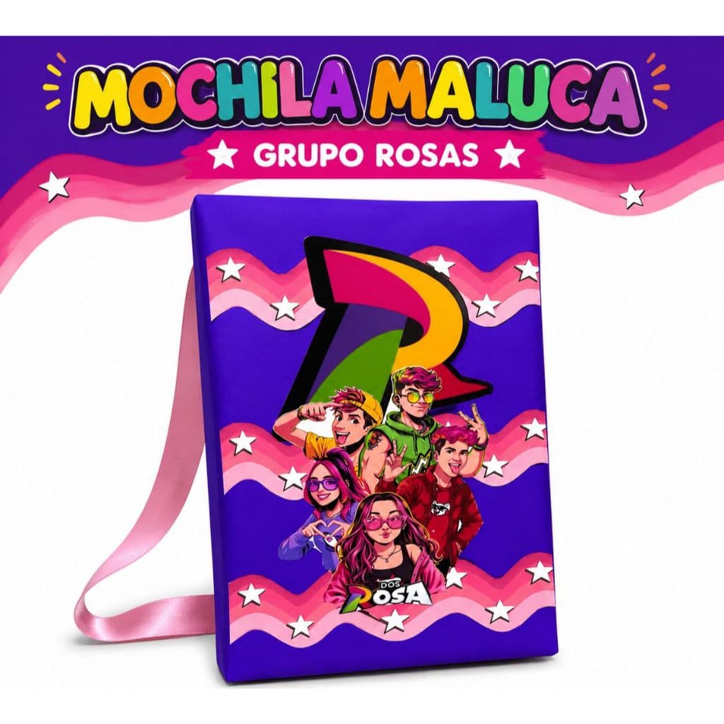 Mochila Maluca GRUPO ROSAS Infantil 40x24cm l Já Pronta - Envio 48 horas