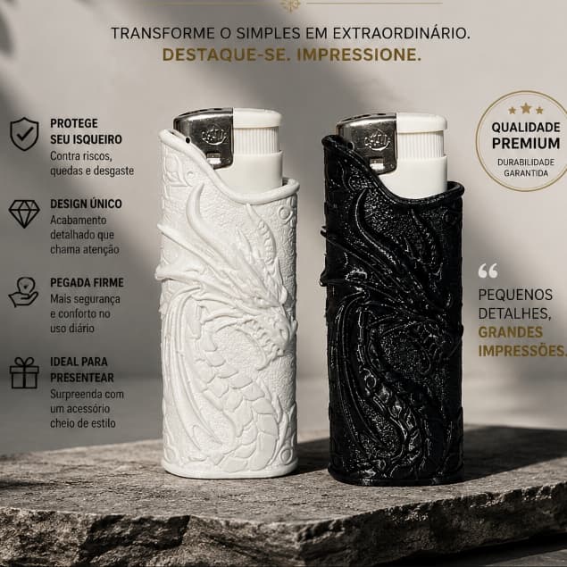 Capa Protetora para Isqueiro BIC Grande Estilo Dragão Oriental