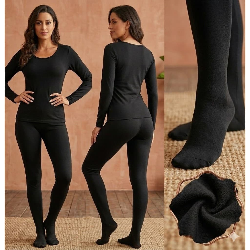 Kit Térmico Feminino Blusa + Meia Calça Roupa Quentinha, Segunda Pele Confortável Forrada PROMOÇÃO