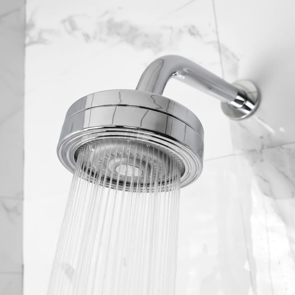 Ducha Autolimpante Articulável Redondo Cromado De Parede Para Aquecedor Solar E Gás