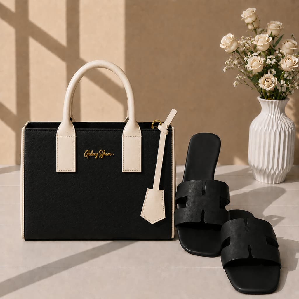 Kit 2 Peças Gaby Show Rasteirinha Feminina 03 H Moderna Confortável + Bolsa Média Tiracolo Cor Única