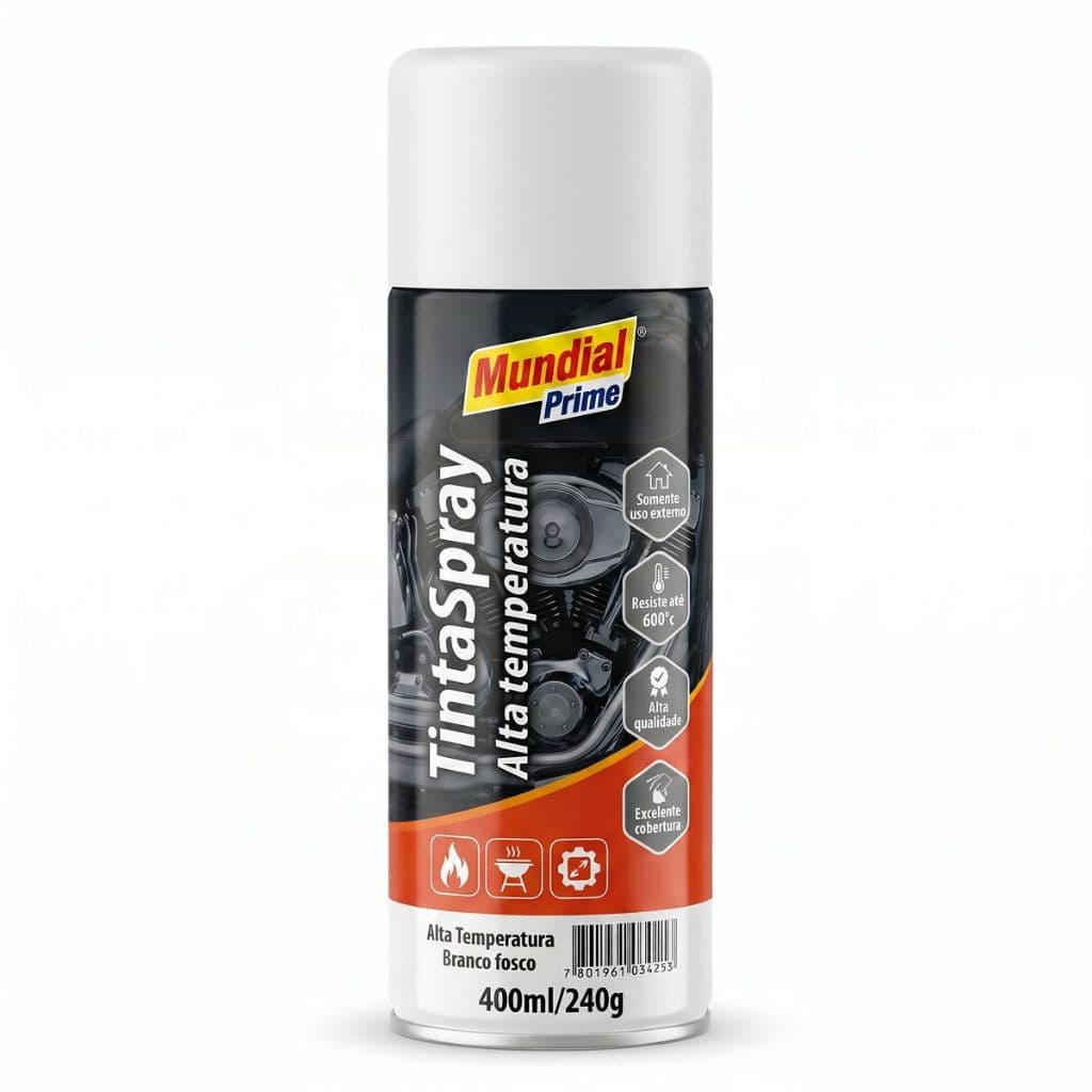 Tinta Spray Alta Temperatura  Fosco 600°C 400ml Mundial