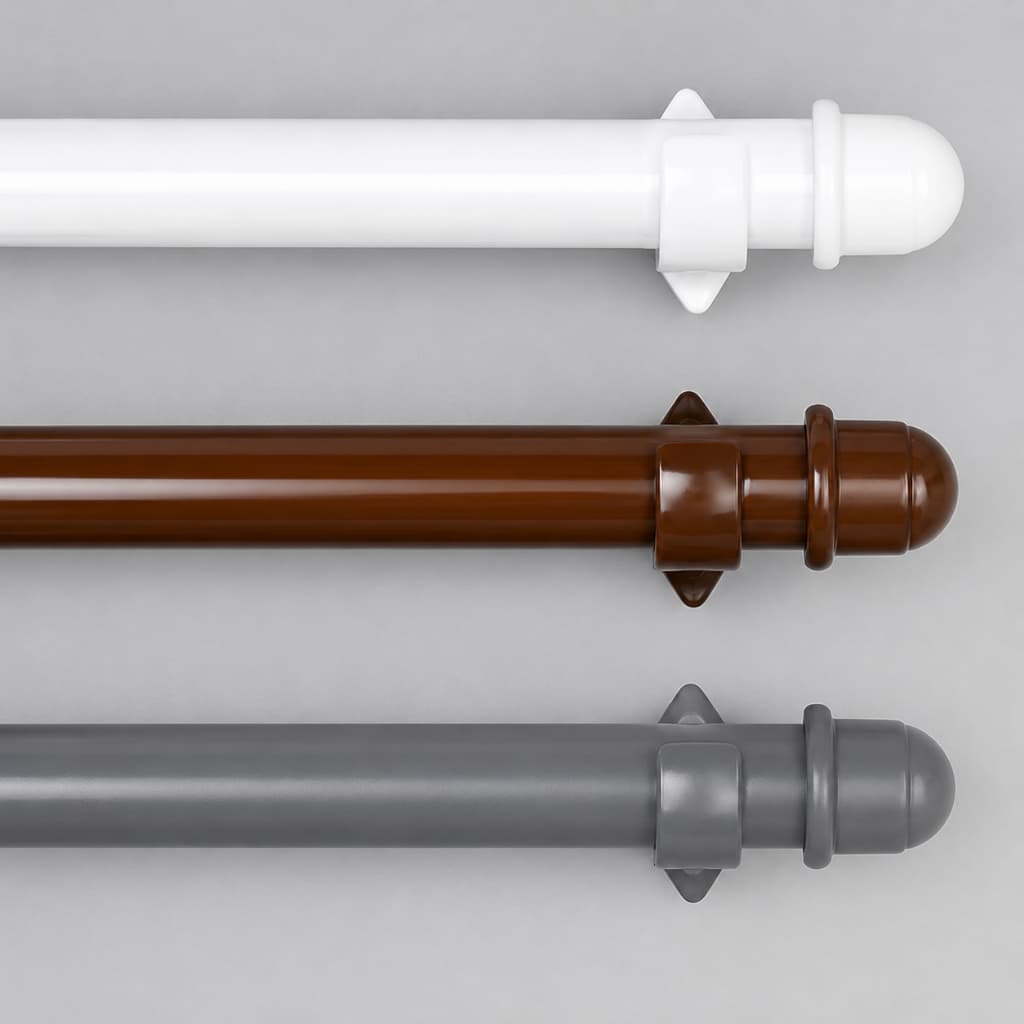 Varão de Cortina Em Aço 19mm Fino Kit de Instalação Completo Com Suporte Ponteiras Emenda Buchas