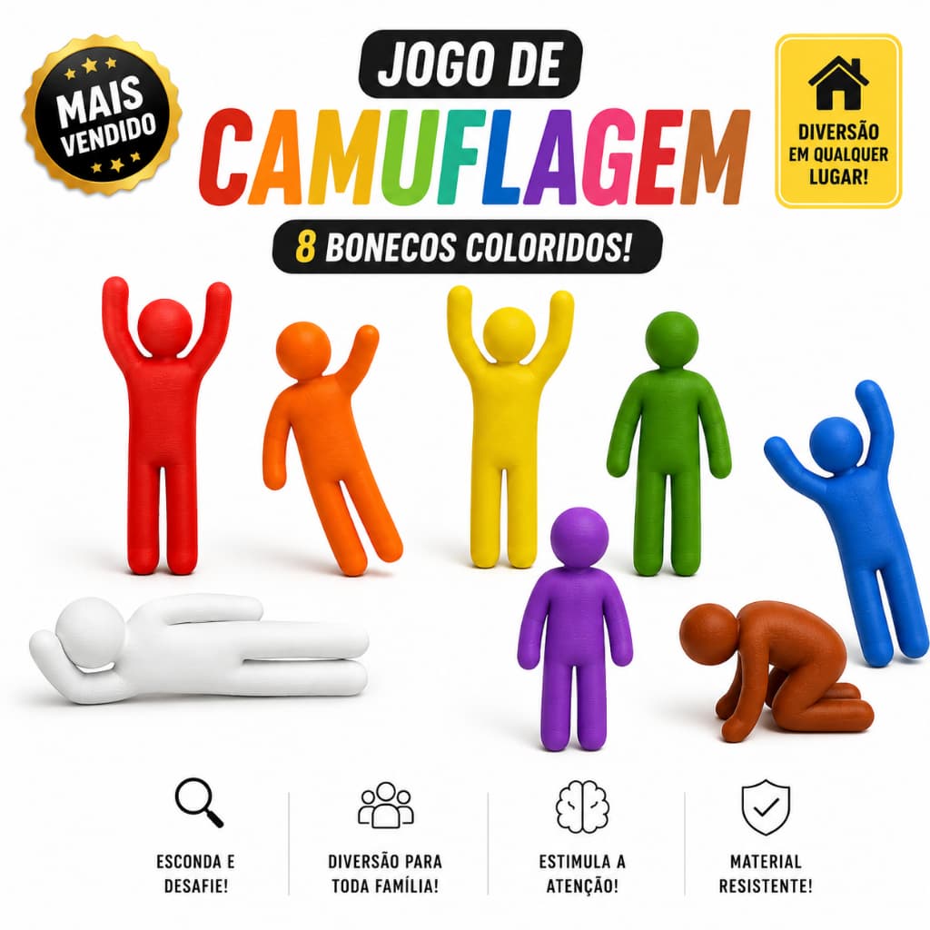 Meccha Chameleon | Jogo de Camuflagem com 8 Bonecos Coloridos | Impressão 3D | Diversão para Toda Família