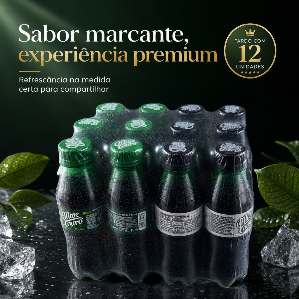 Fardo com 12 Unidades Mate Couro 200ml Refrigerante Tradicional e ZERO Promoção