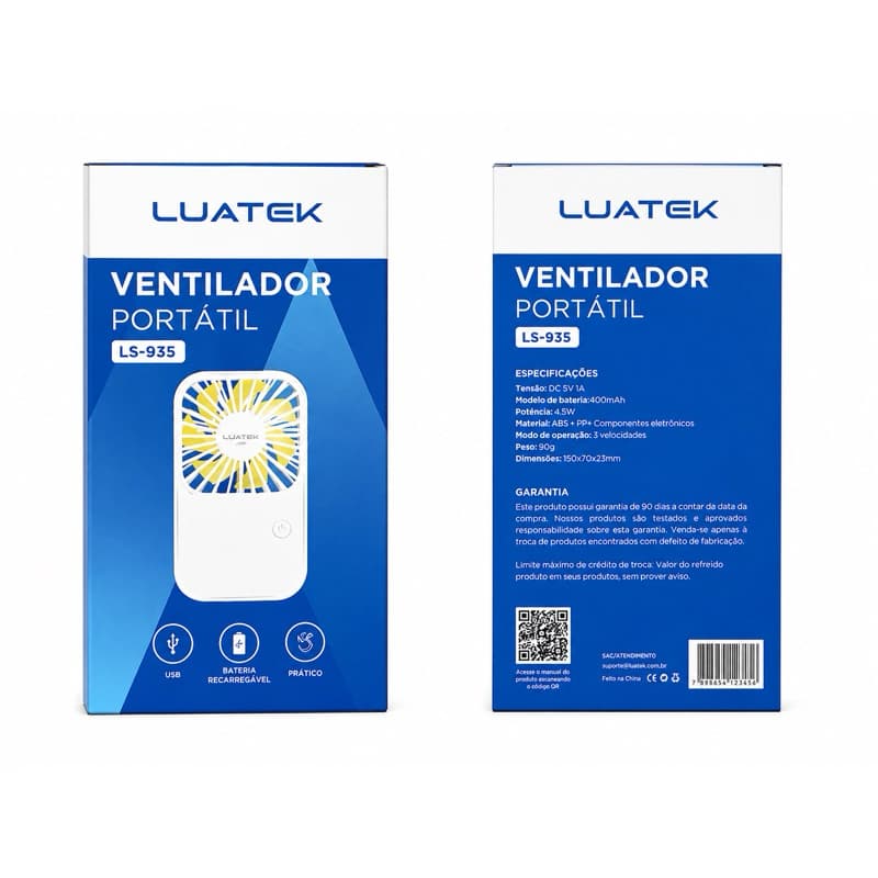 Mini Ventilador Portátil Recarregável – Compacto, Silencioso e Surpreendentemente Potente