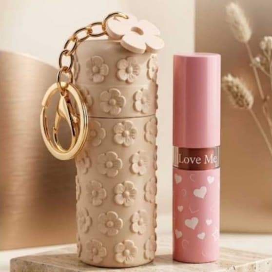 Chaveiro Porta Batom Organizador Feminino Para Batom, Gloss, Protetor Labial Para Bolsa, Flor, Borboleta
