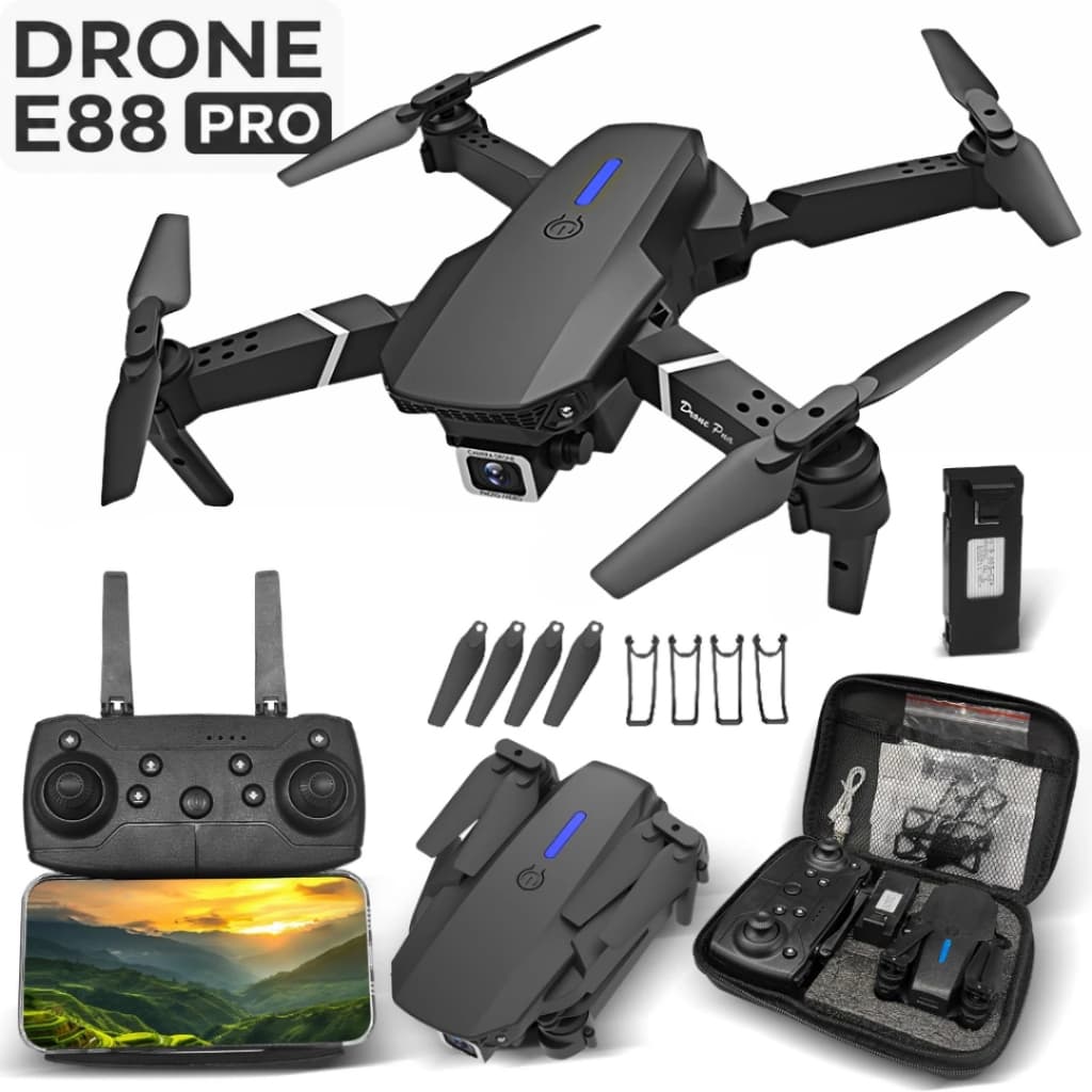 Drone E88 Pro Dual Camera 4K Com 1 Bateria WI-FI Mini Drone Brinquedo