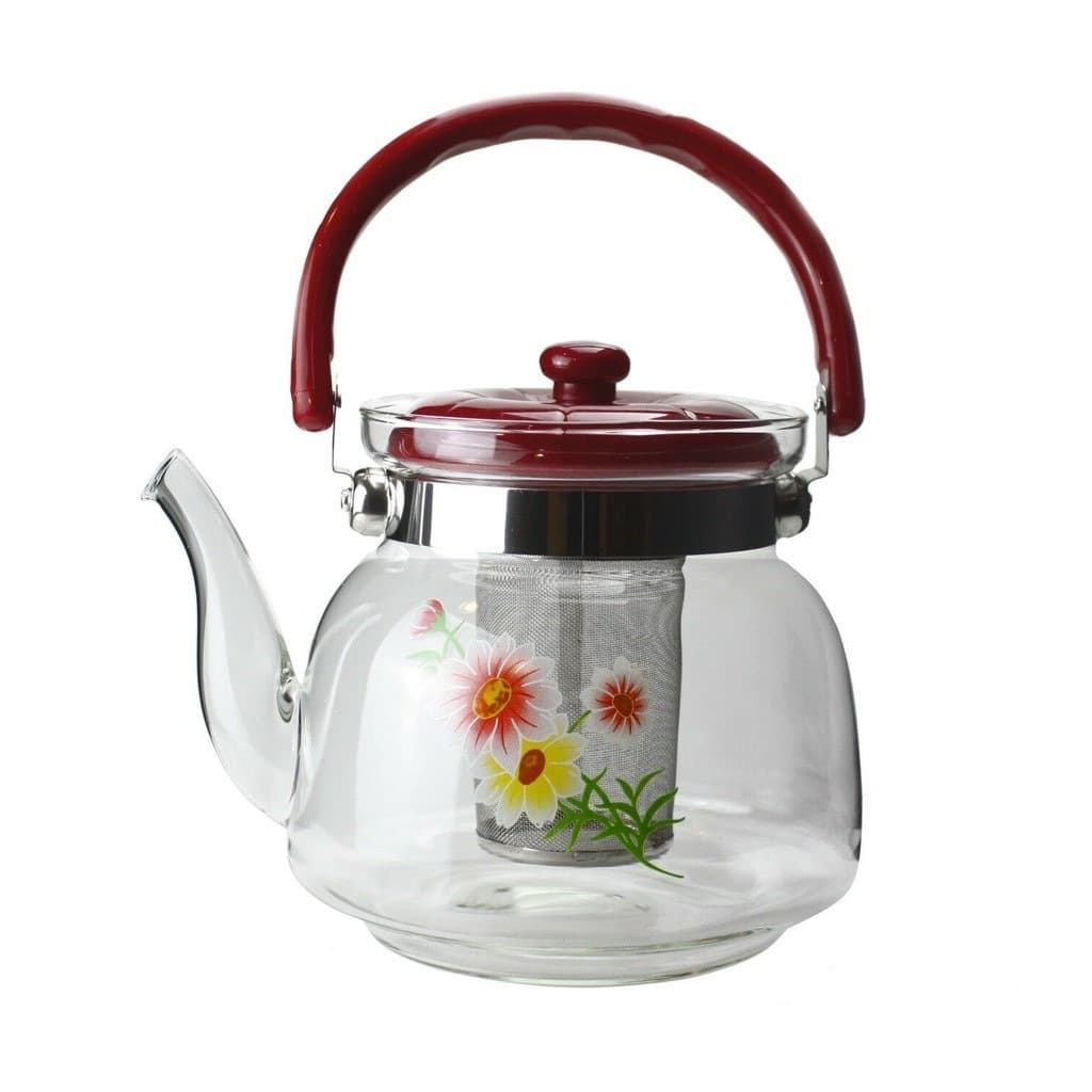 Chaleira de Vidro 1,4 Litros vai ao Fogo com Infusor Inox Luxo Café e Chá