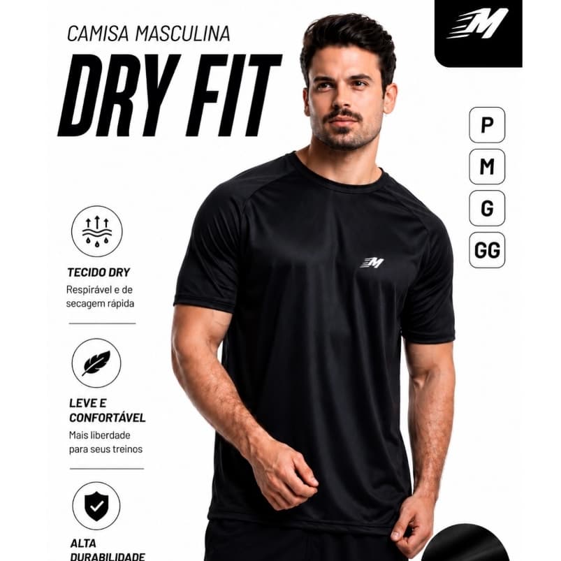 Camisa Masculina Dry Fit Academia Super Respirável