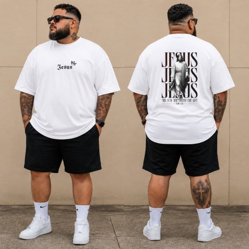 Camiseta Oversized Jesus: The Way, The Truth, The Life 100% Algodão Estilo Retrô Vintage Cristão Unissex