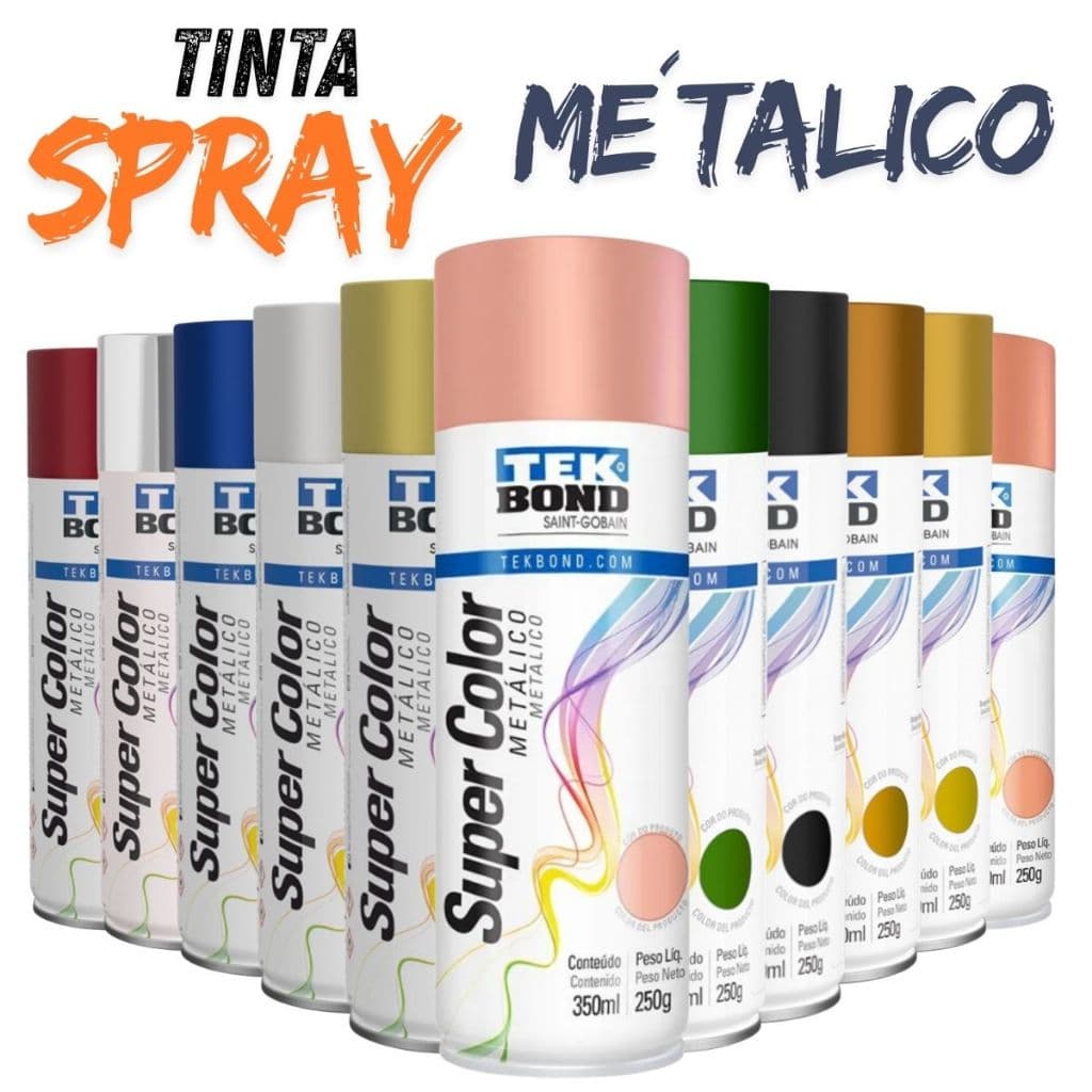 Tinta Spray Tekbond Super Color Metálico 350ml Várias Cores Secagem Rápida