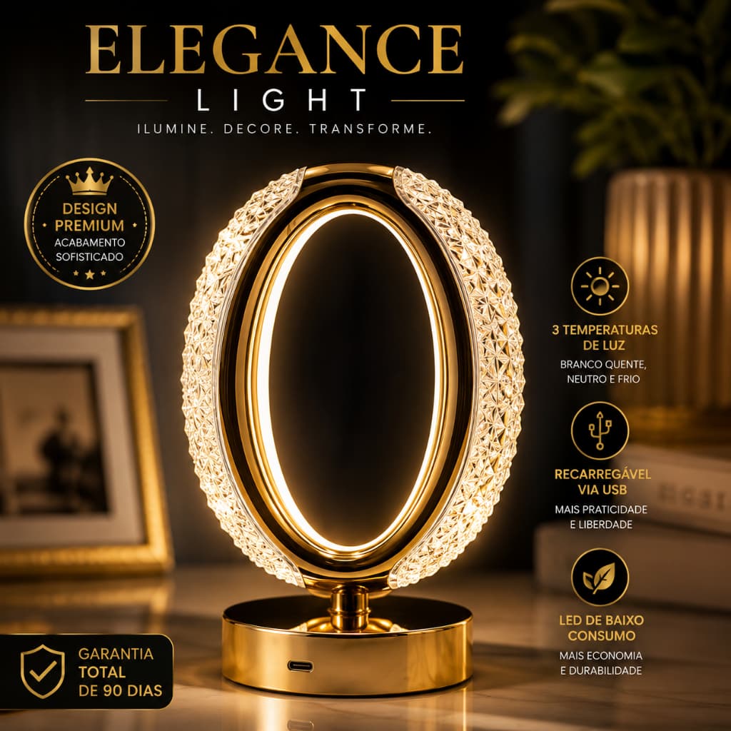 Luminaria Linda de  Mesa Oval Led com  Design Moderno Luz Fria Usb Recarregavel Ambiente  e Trabalho