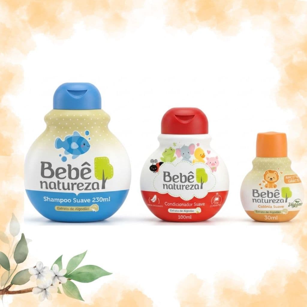 Banho Bebê Shampoo Condicionador Colônia Infantil Sem Lágrimas Hipoalergênico Vegano Extrato Algodão