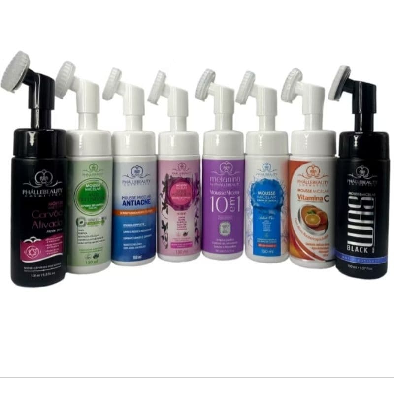 Mousse Micelar Facial 150ml com Escova de Silicone Phallebeauty Limpeza Profunda e Hidratação