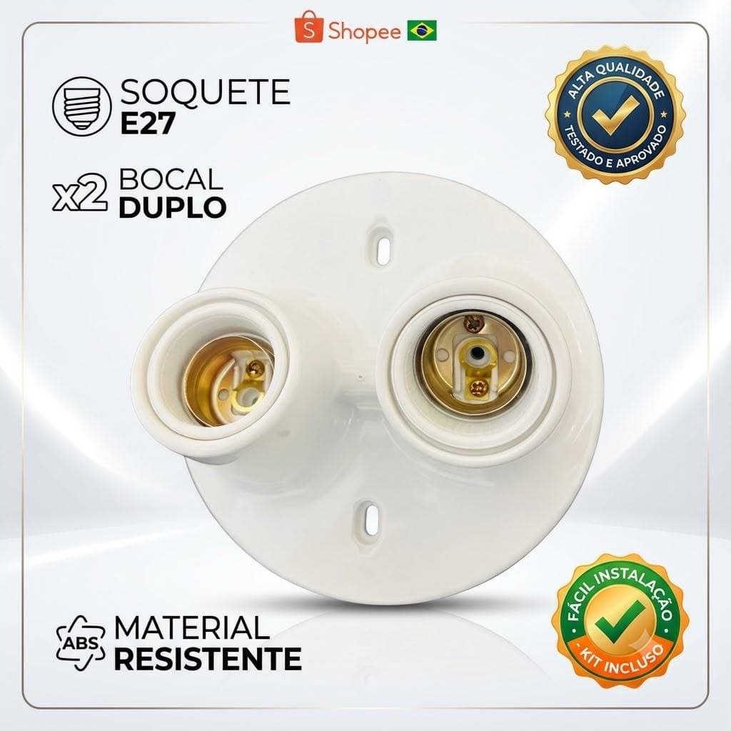 Luminária Plafon Sobrepor Plafonier 2 Bocais E27 Base de Teto Externo Interno Fácil instalar Bivolt