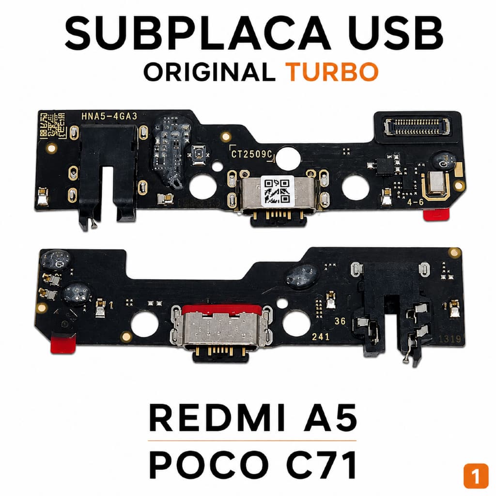 Placa Redmi A5/ Poco C71 Conector Dock Turbo de Carga USB Tipo C Original Reposição Encaixe Perfeito