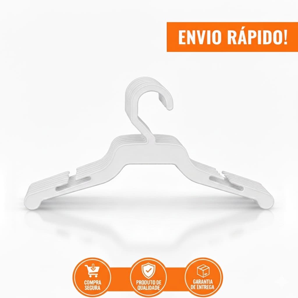 30 Cabides Plástico Descartáveis Roupa Infantil Bebê Branco