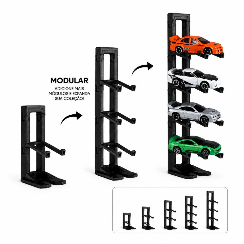 Suporte para Carrinhos Hot Wheels Modular Expositor Vertical para Coleção, carros, Miniatura.
