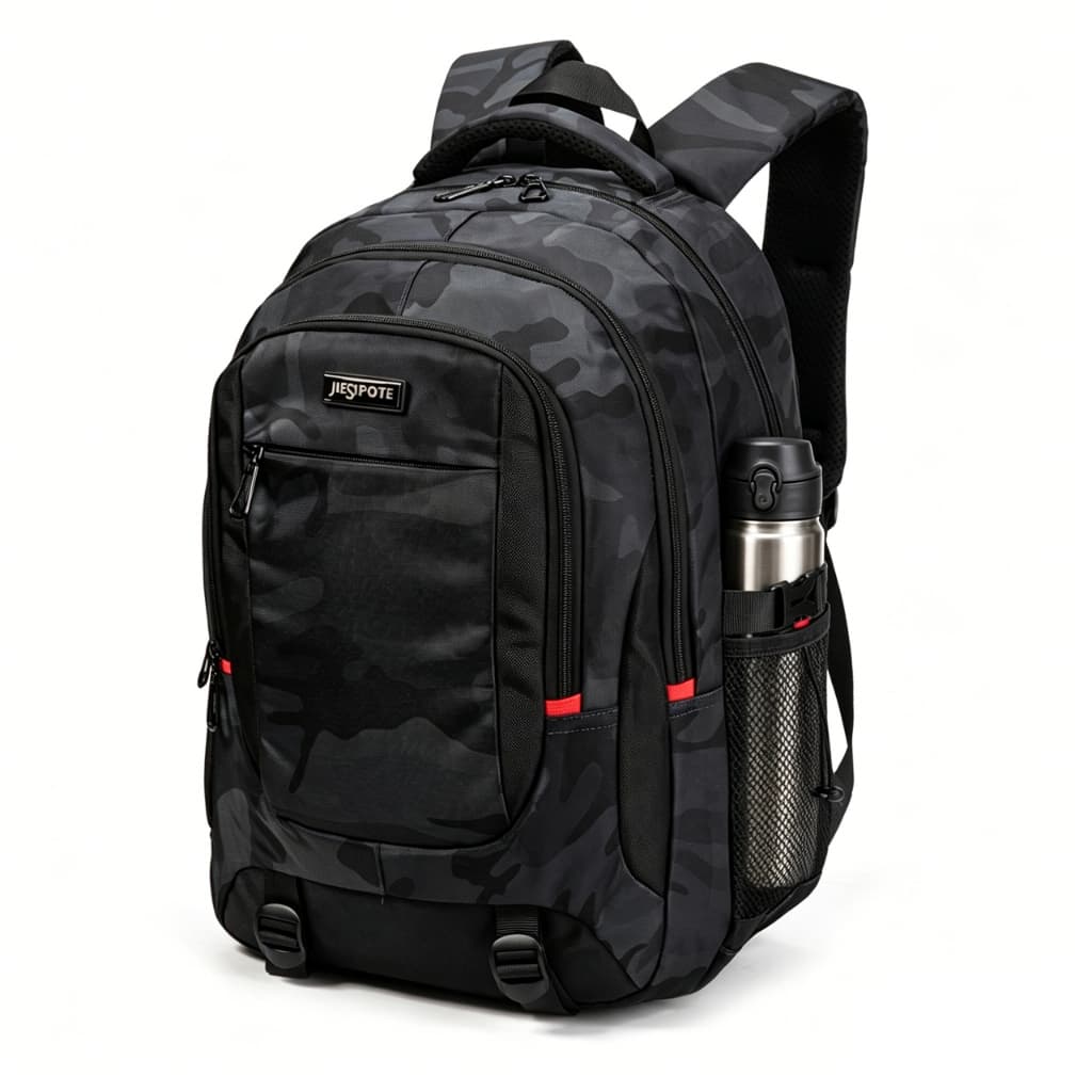 Mochila Resistente Camuflada JIESPote, Multiuso para Trabalho, Viagem e Escola, Compartimento para Notebook, Bolso para