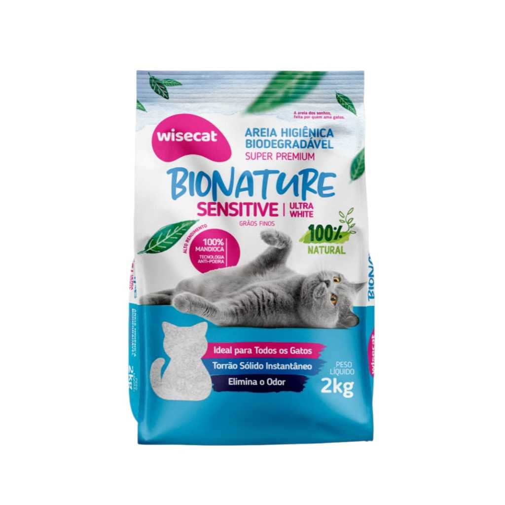 Areia para gato Biodegradável Bionature | Grãos Finos | Areia Higiênica de Mandioca