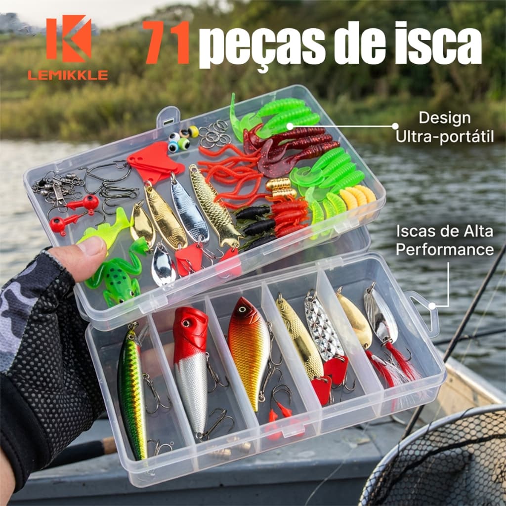 LEMIKKLE - 71 Peças de Iscas Artificiais, Ultra-portátil, Pesca Profissional, Alto Desempenho