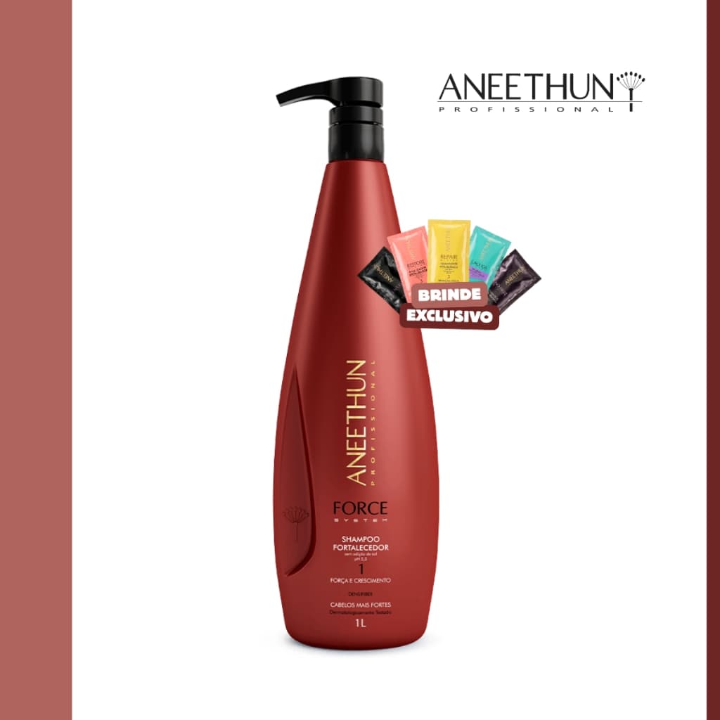 Shampoo Fortalecedor Force 1L Profissional Fortalecimento E Crescimento Original - Aneethun
