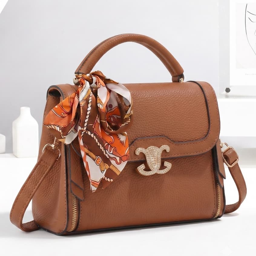 Bolsa Transversal Tiracolo Media Com Alça de Mao Feminina Com Lenço C-14