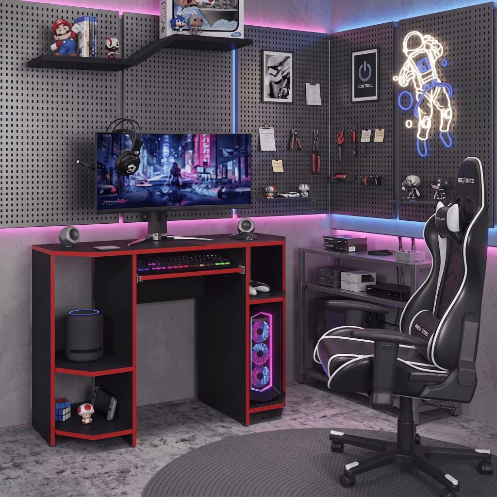 Mesa Gamer Plus Escrivaninha Para Computador PC Com Bandeja Retrátil Suporte CPU