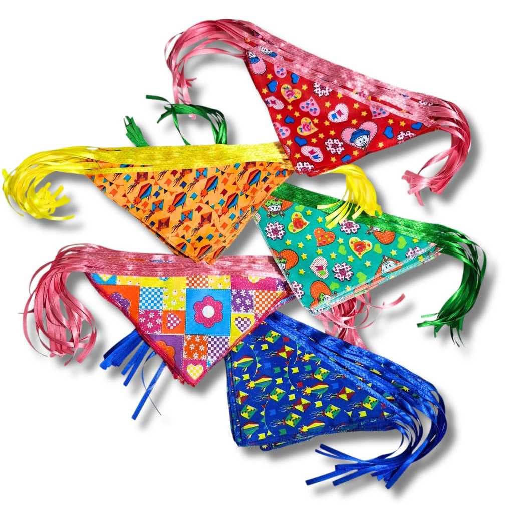 50 Bandanas Festa Junina Estampadas com fita de cetim Pet Banho e Tosa Dog