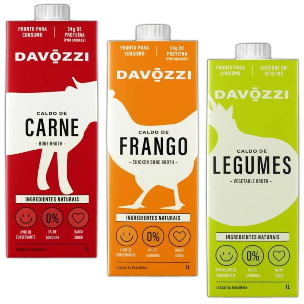 Kit Caldo De Ossos Davozzi Carne, Frango e Legumes 100% Natural 1litro