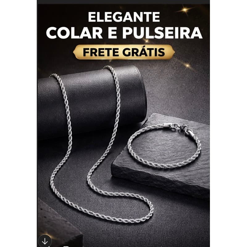Pulseira Masculina Fininha + Corrente Aço Inox Prata Brilhante - Presente - Dia dos namorados