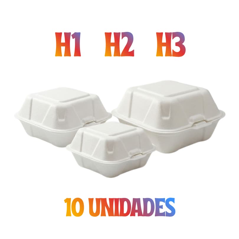 Hamburgueira Isopor H1, H2, H3 | 10 Unidades | Escolha o seu tamanho ideal! |