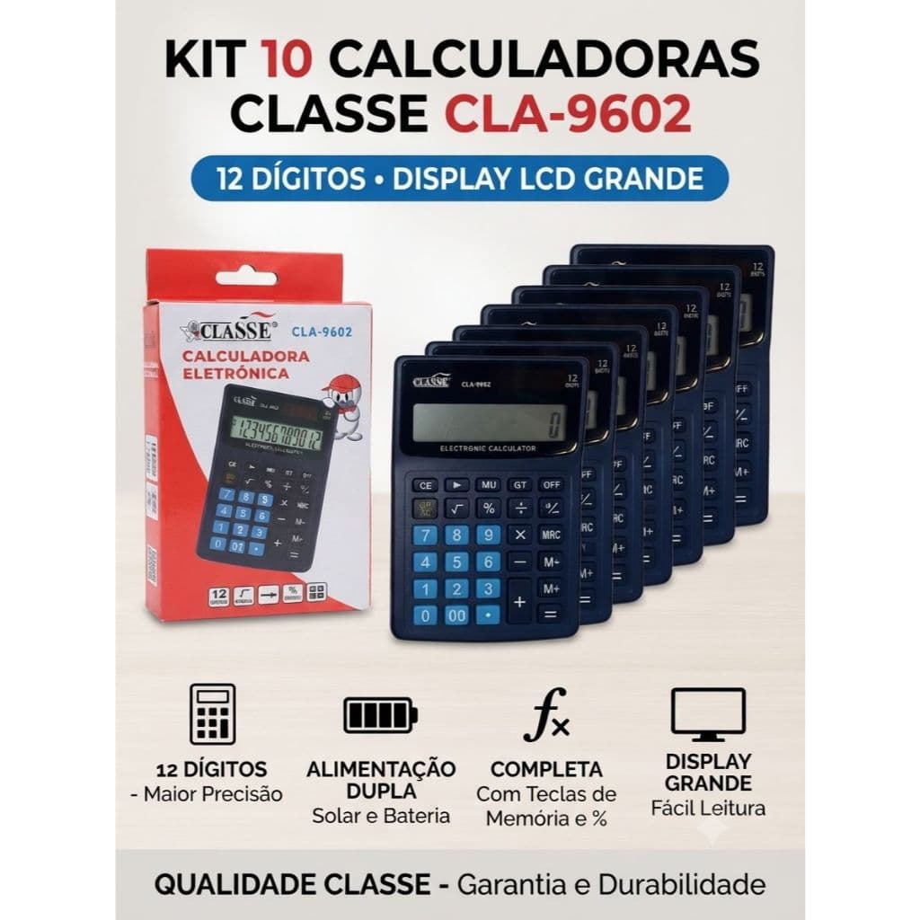 KIT COM 10 CALCULADORAS CLA-9602