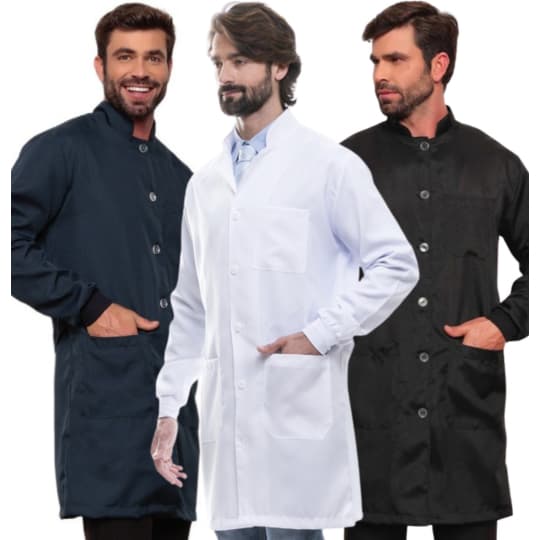 Jaleco Masculino Gola Padre Oxford com Punhos Várias Cores Algarve Gardenia Jalecos