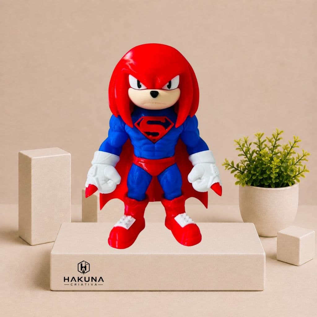 Boneco Nacos Sonic | Knucles em Impressão 3D - Decoração - Colecionável - Super Herói 13cm
