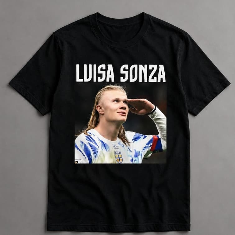 Camiseta Meme Erling Haaland Casual Luisa Sonza Futebol Engraçada Chico Unissex Masculino Feminino 100% Algodão