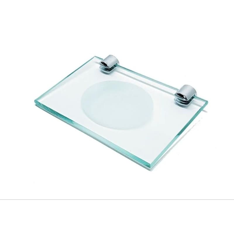 Saboneteira Luxo de Vidro Incolor Fume ou Verde -Instalação Fácil e Design Elegante-Frontal