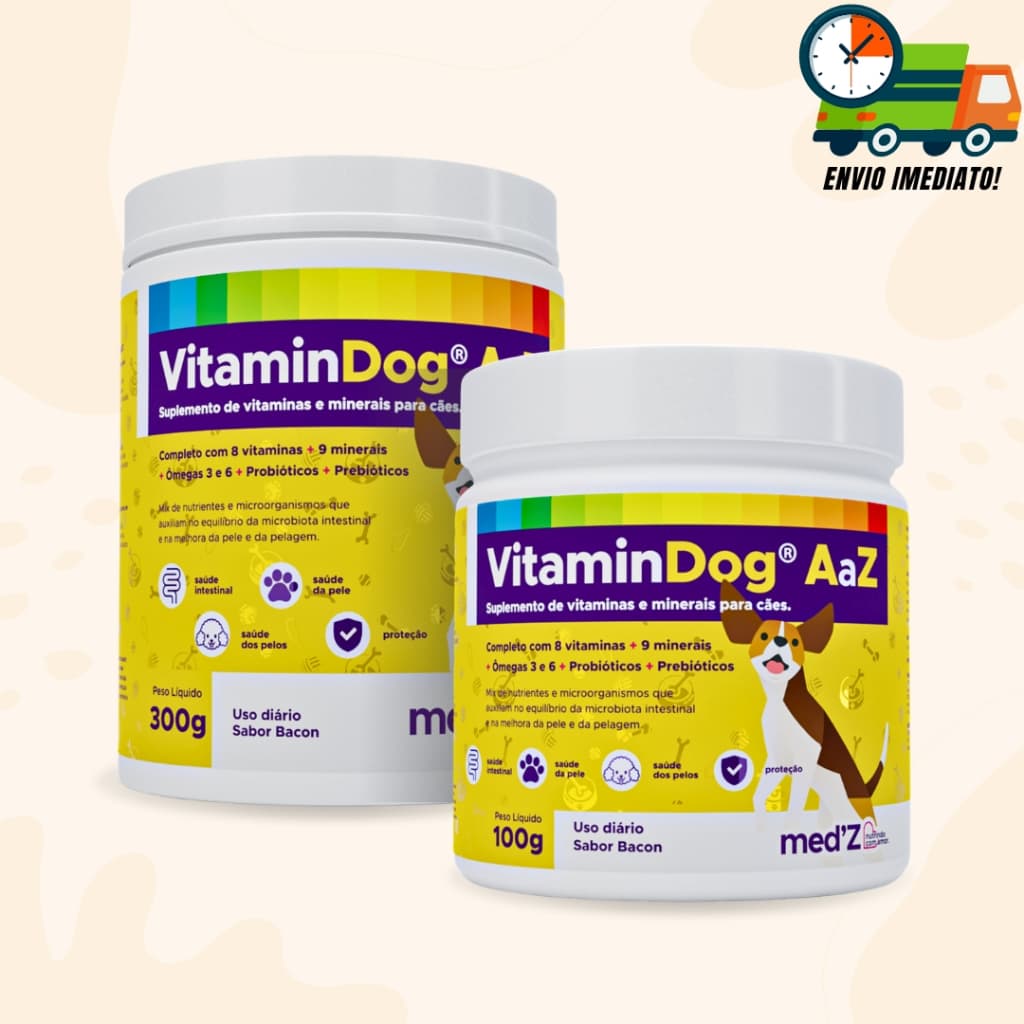 Suplemento Para Cães Polivitamínico Completo Pets VitaminDog AaZ Sabor Bacon - Proteção Total