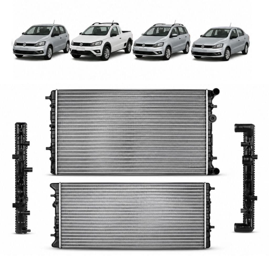 Radiador Gol Saveiro Voyage Fox SpaceFox Com Ar Condicionado 1.0 e 1.6 2008 2009 2010 2011 2012 2013 2014 2015 a  2018
