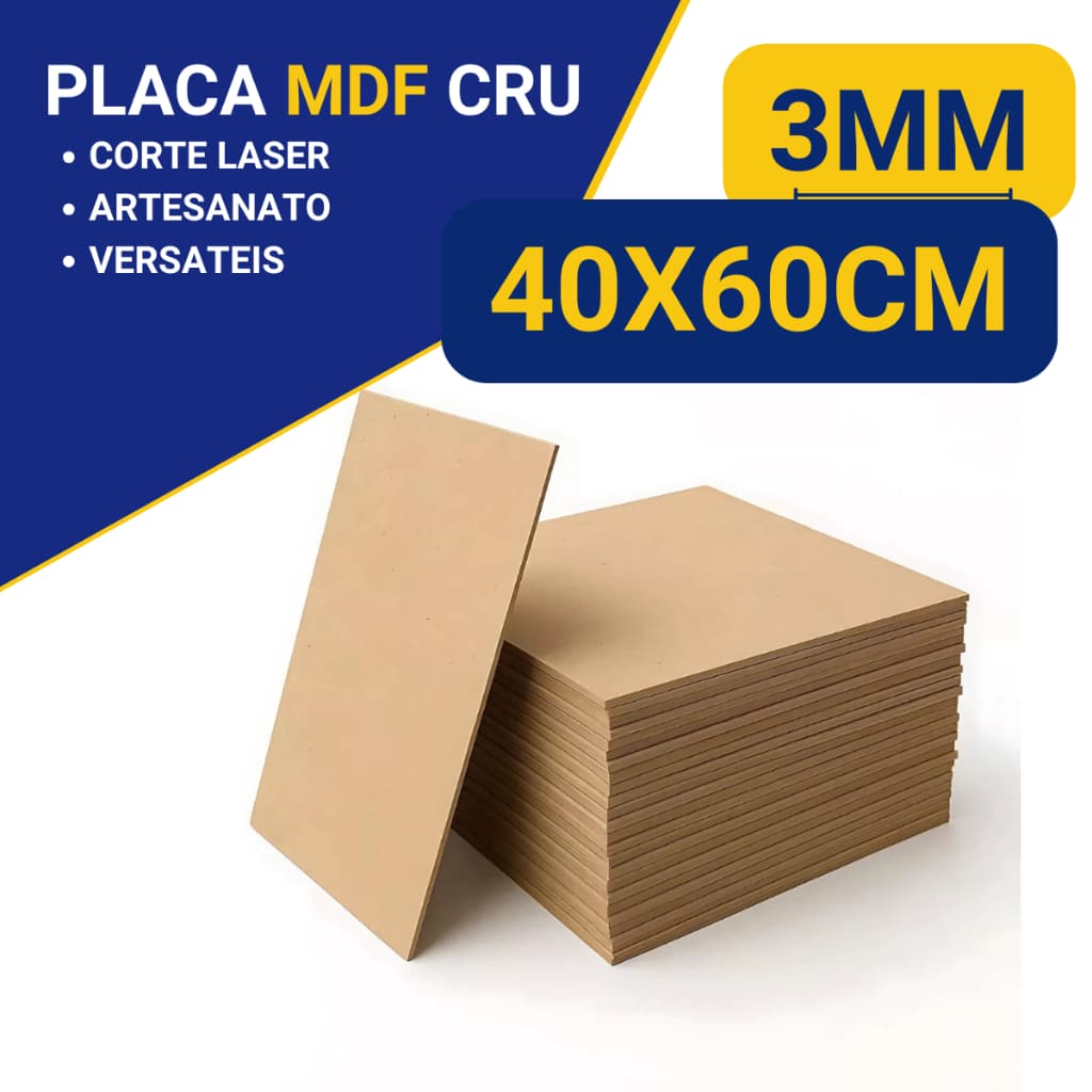 Plaquinha Chapa Mdf Cru 3mm Placa 40x60cm artesanato quadro corte